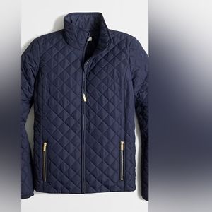 J. Crew Navy Blue Quilted Lightweight Lined Barn Jacket Coat Size XXS